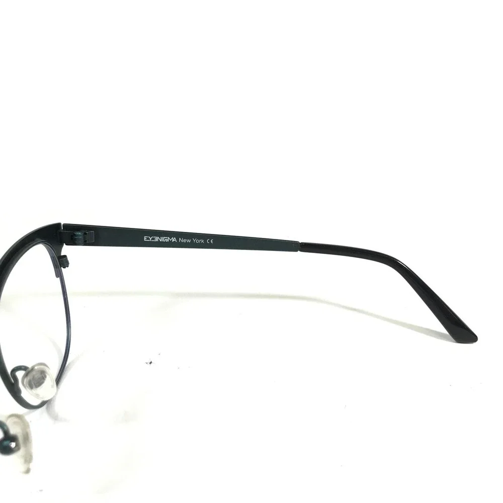 Eyenigma Time C.TD Eyeglasses Frames Blue Ribbed Round Full Rim 49-20-135